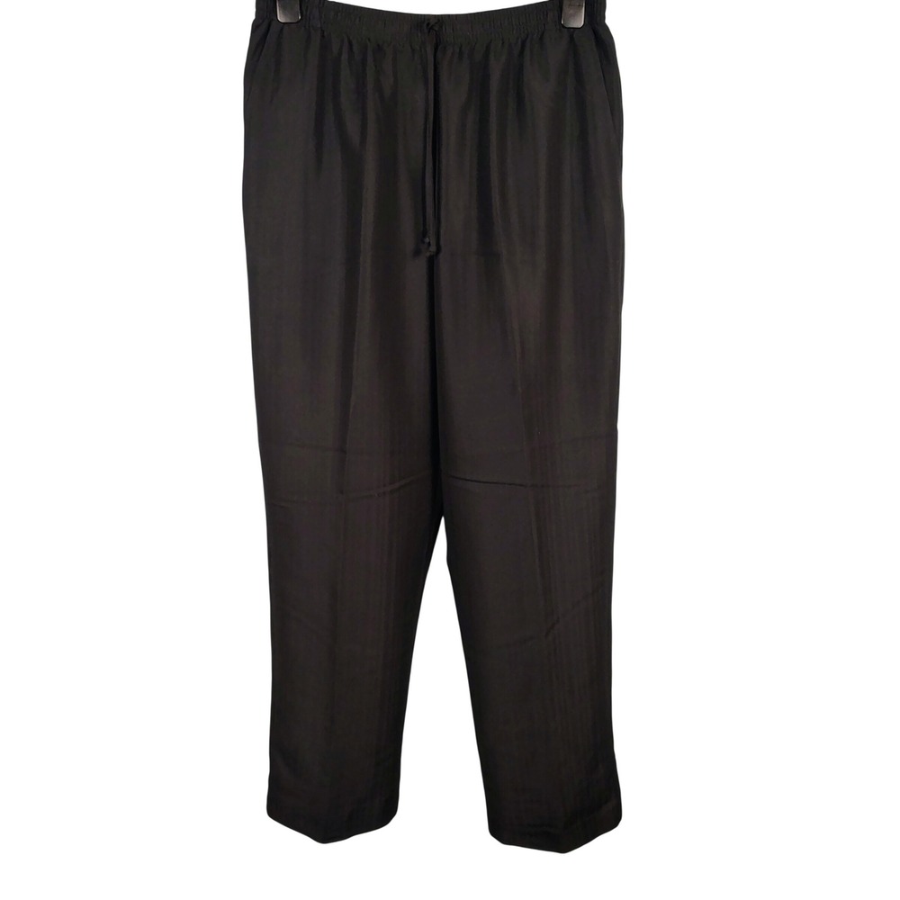 NWT Alfred Dunner Womens SZ 14 Palm Island Pants Black Rayon Blend Quiet Luxury